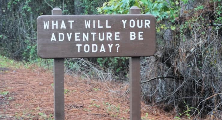 Adventure sign at Sesquicentennial State Park