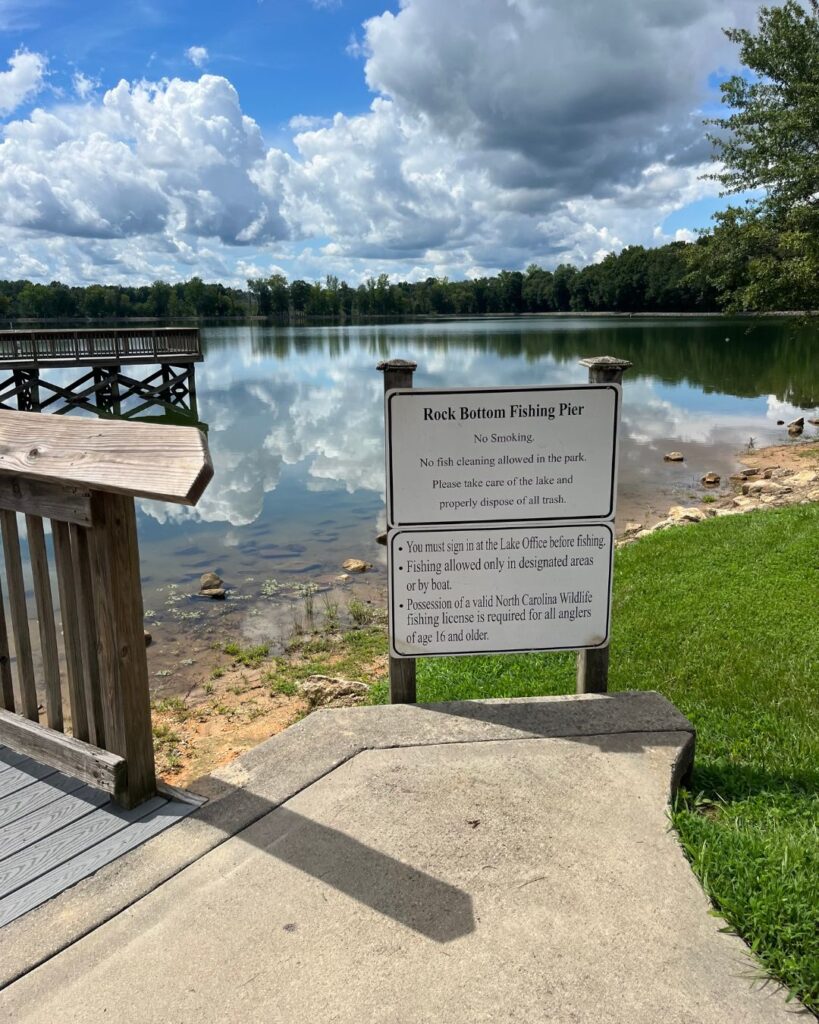 Fishing pier at Rankin Lake Park in Gastonia, NC