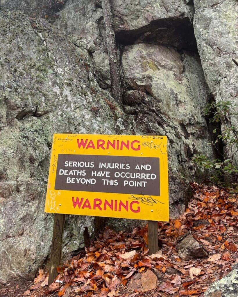 Caution at Crowders Mountain
