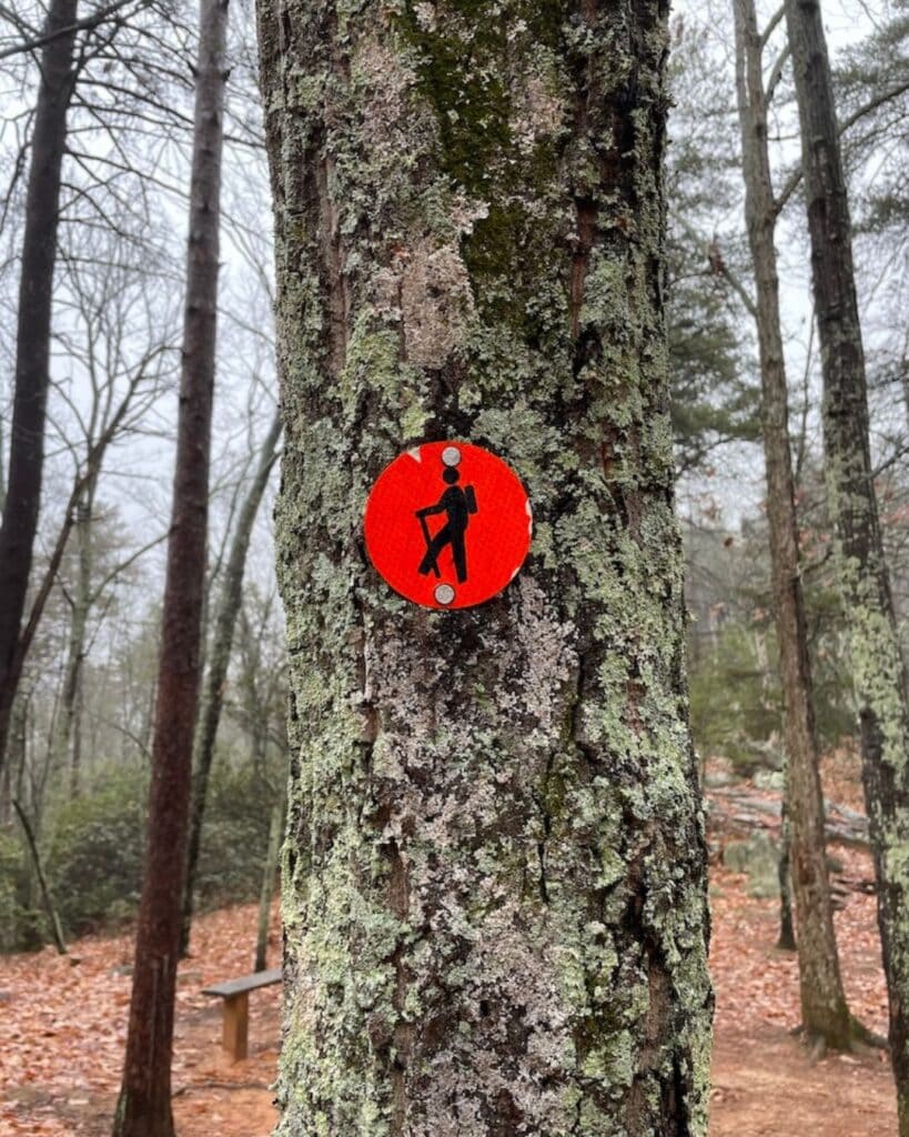Hiking sign at Crowders Mountain