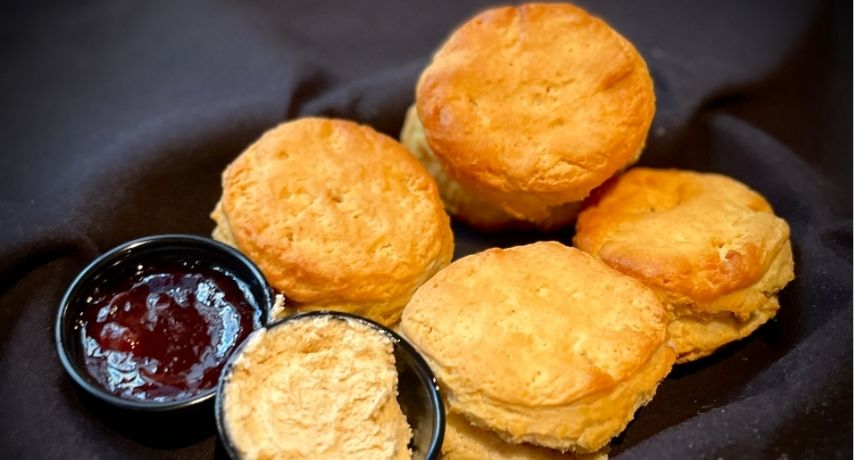 Biscuits with butter and jelly