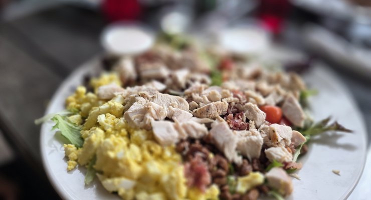 Classic Cobb Salad with grilled chicken, egg, bacon, and fresh greens at Hobo's restaurant in Rock Hill SC