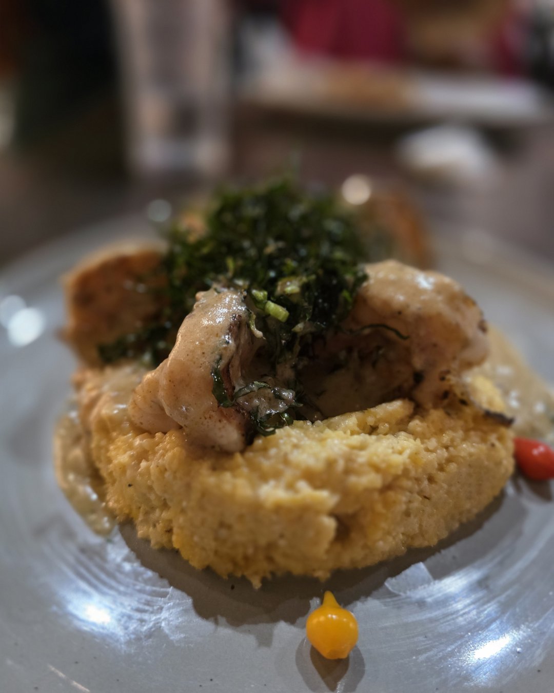 Shrimp and grits dish at Kounter restaurant Rock Hill SC