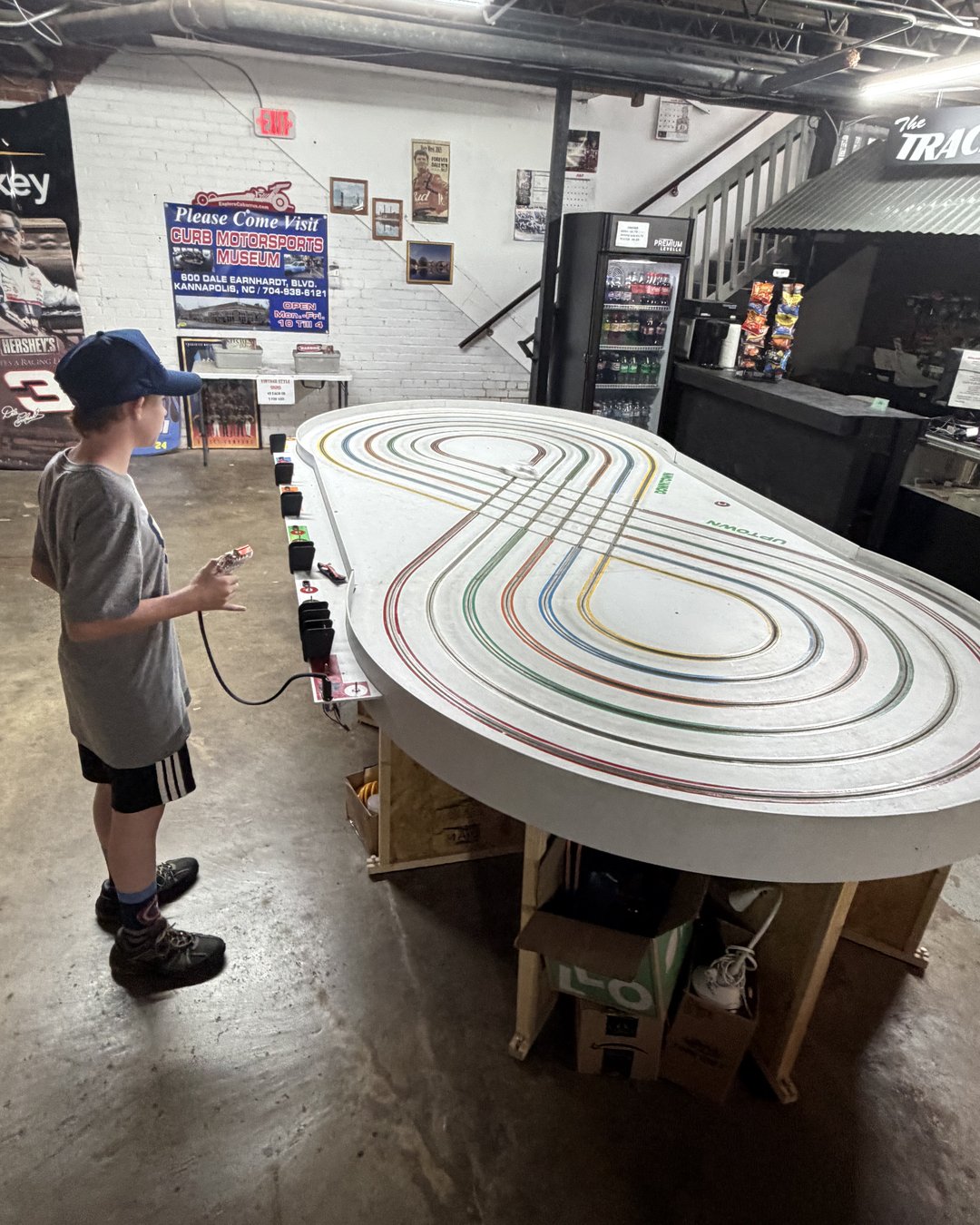 Racing action at The Slot Car Track in Kannapolis, NC