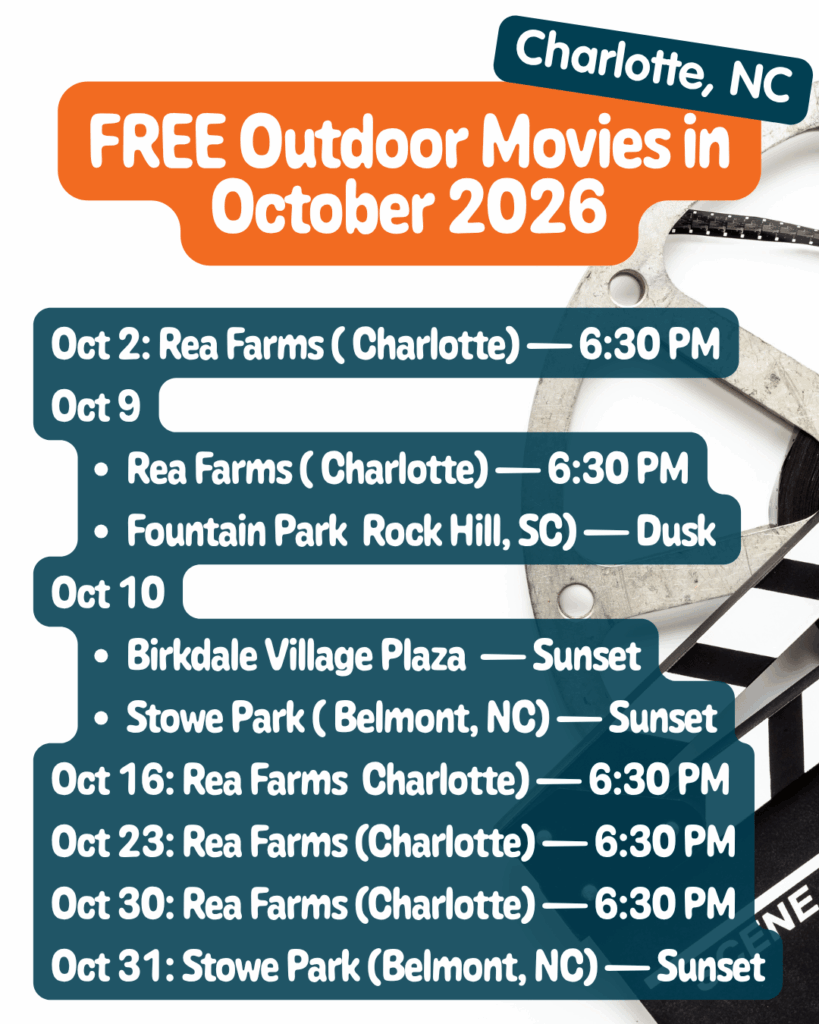 Free Outdoor movies in October in Charlotte